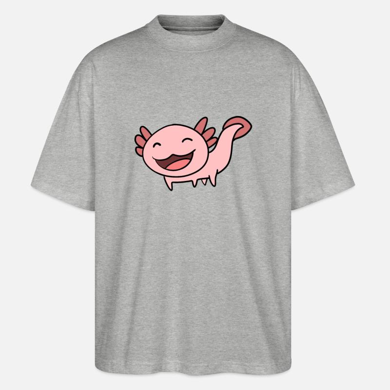Süßes Axolotl Rosa - Stanley/Stella Oversized Unisex Bio T-Shirt Blaster 2.0 - Grau meliert