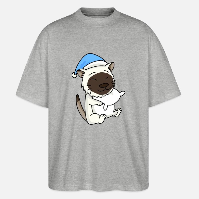 Chat race de chat Birmanie - T-shirt bio Blaster 2.0 coupe oversize Stanley/Stella Unisexe - gris chiné