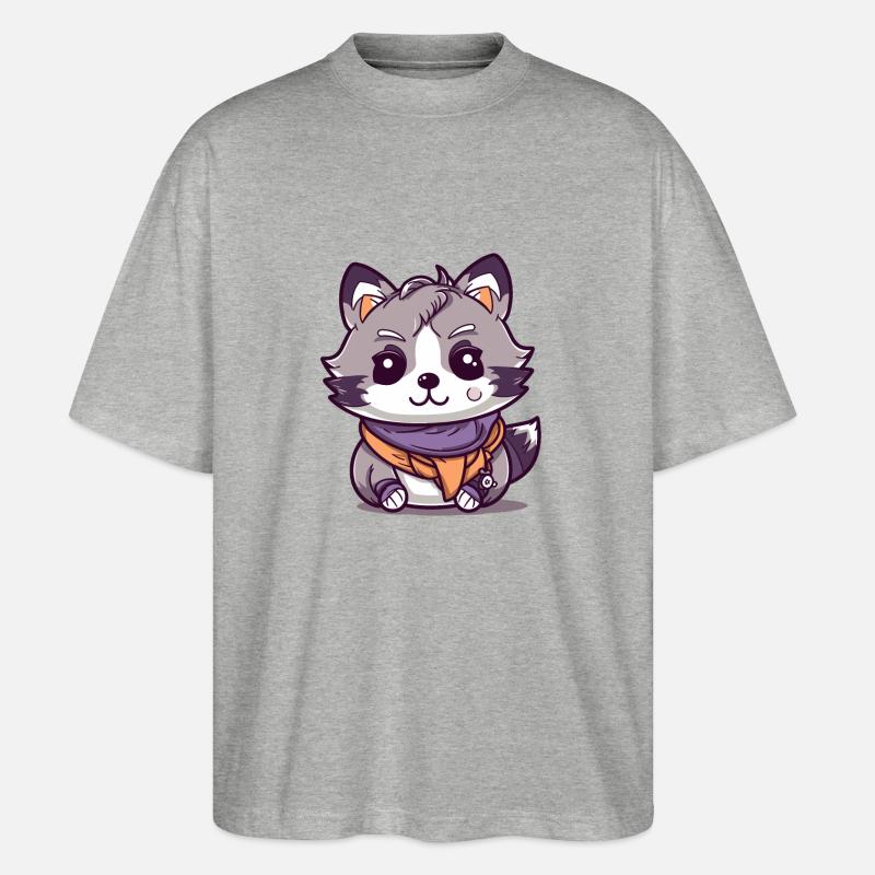Waschbär - Kawaii Style - Stanley/Stella Oversized Unisex Bio T-Shirt Blaster 2.0 - Grau meliert