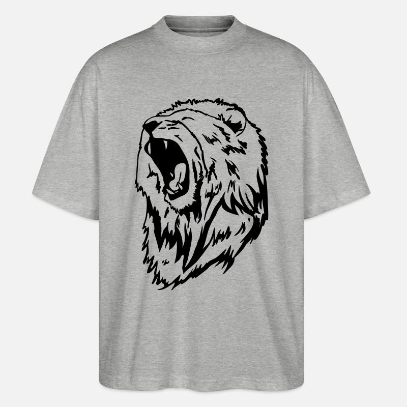 Löwenkopf - Stanley/Stella Oversized Unisex Bio T-Shirt Blaster 2.0 - Grau meliert