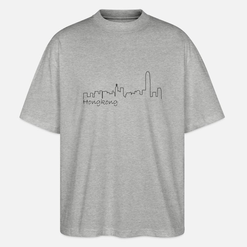 Skyline Hongkong - Stanley/Stella Oversized Unisex Bio T-Shirt Blaster 2.0 - Grau meliert