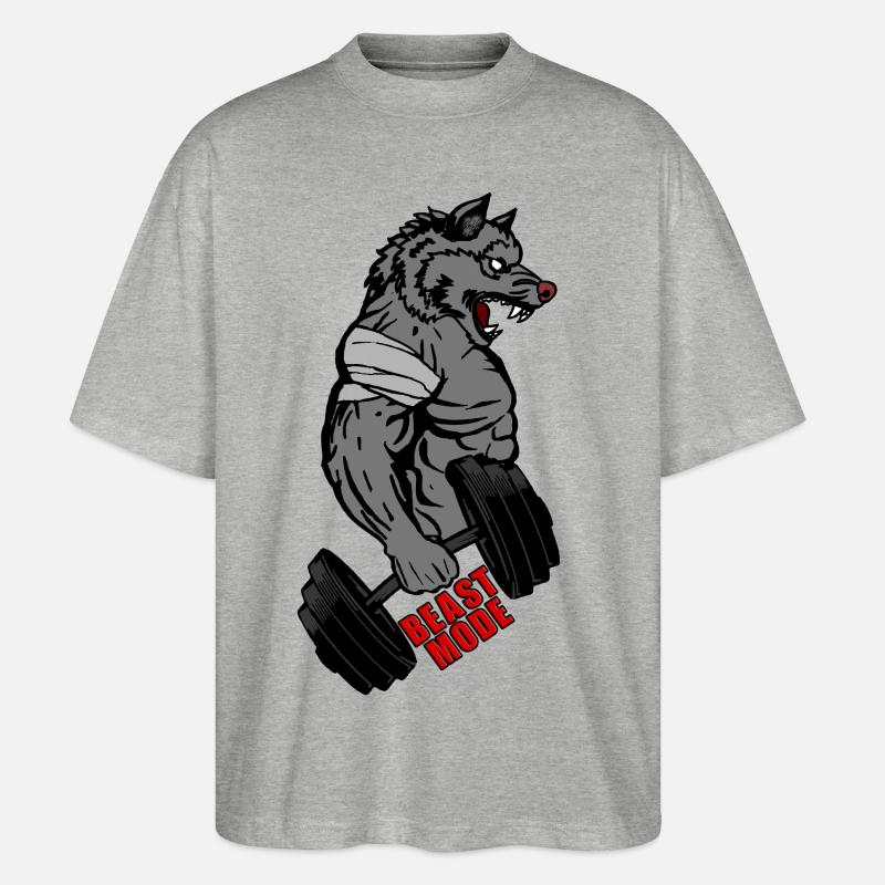 NO PAIN NO GAIN - Stanley/Stella Oversized Unisex Bio T-Shirt Blaster 2.0 - Grau meliert