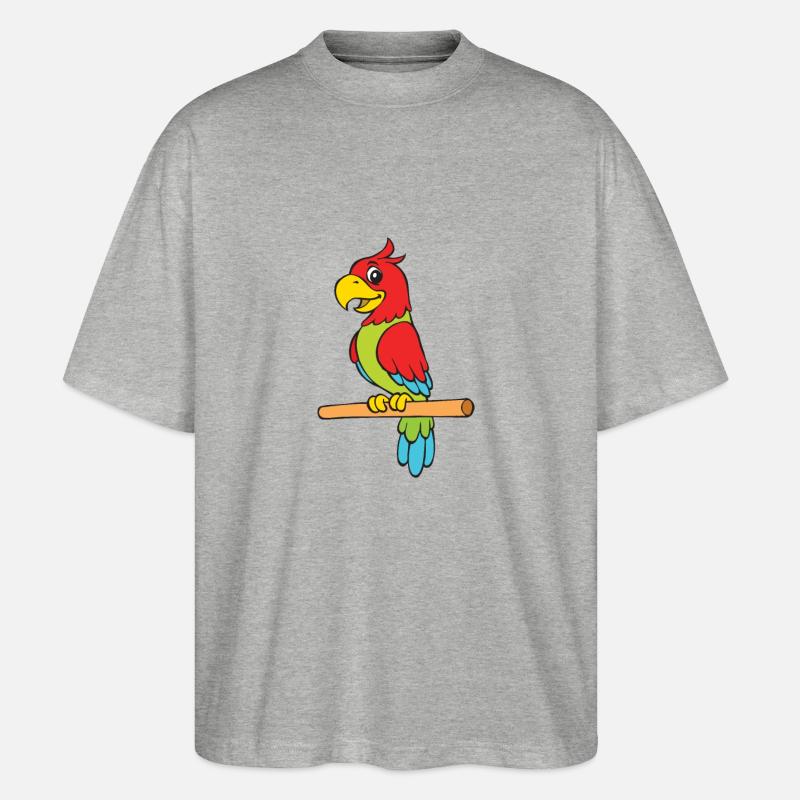 Bunter Papagei - Stanley/Stella Oversized Unisex Bio T-Shirt Blaster 2.0 - Grau meliert