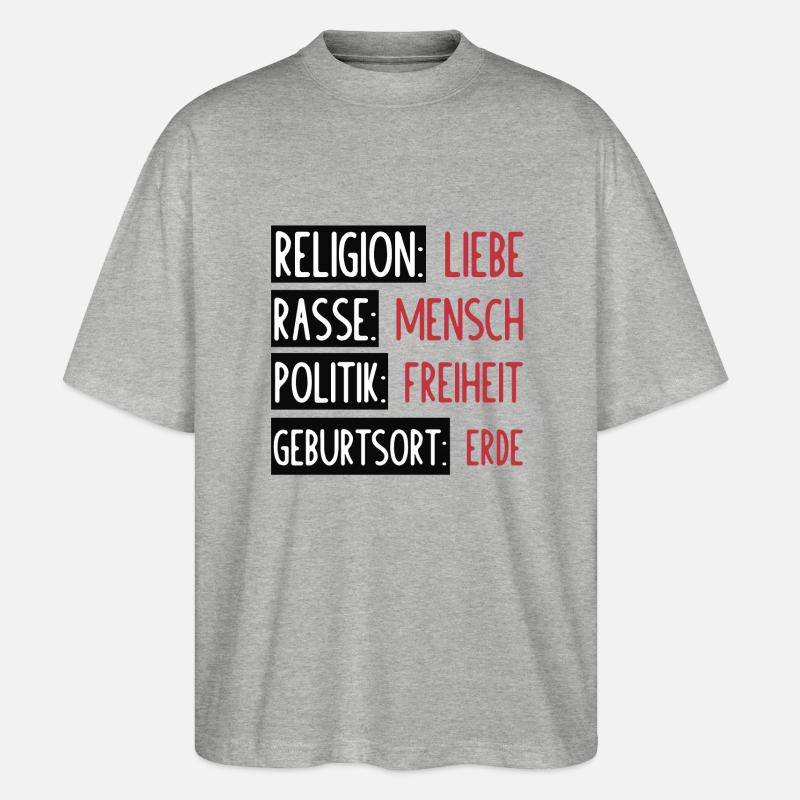 Statement - Keine Trennung oder Spaltung - Stanley/Stella Oversized Unisex Bio T-Shirt Blaster 2.0 - Grau meliert