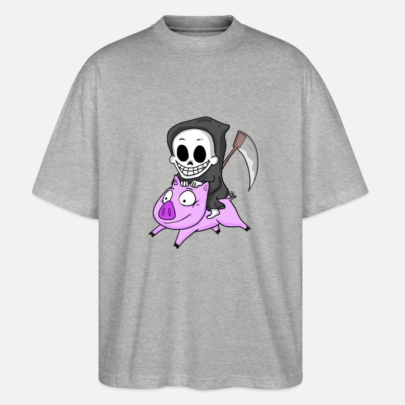 Sensenmann Schwein - Stanley/Stella Oversized Unisex Bio T-Shirt Blaster 2.0 - Grau meliert