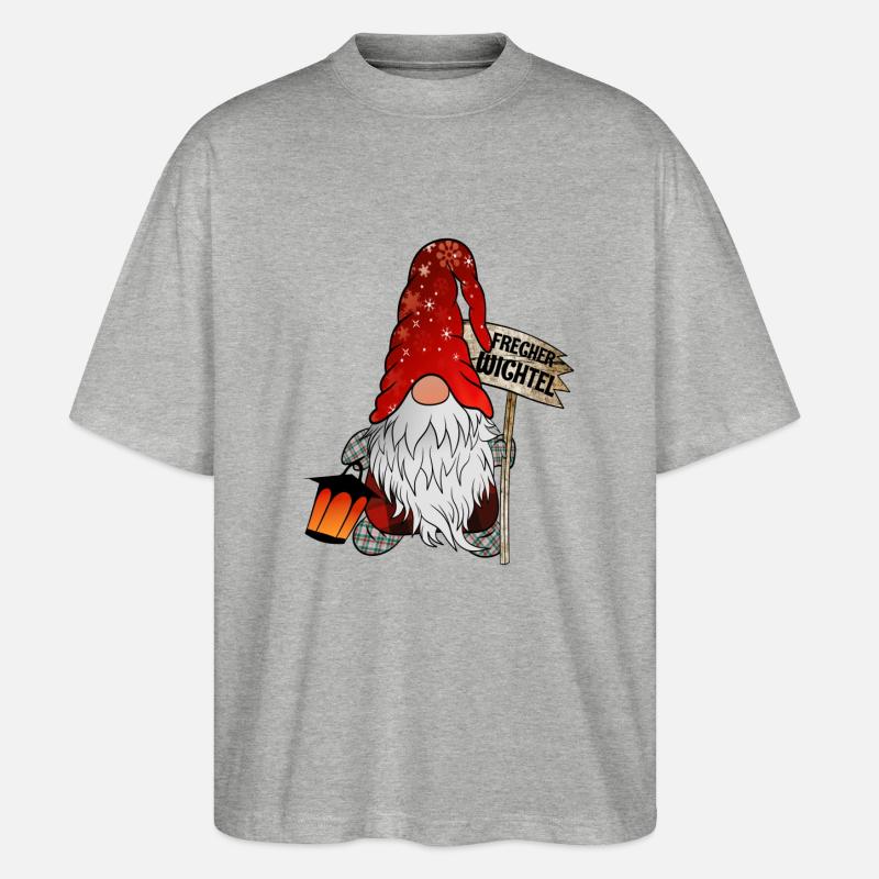 Frecher Wichtel Weihnachts Gnom - Stanley/Stella Oversized Unisex Bio T-Shirt Blaster 2.0 - Grau meliert
