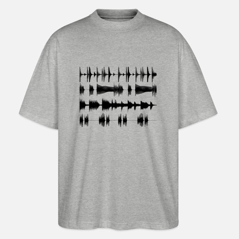 Black waveforms - Stanley/Stella Oversized Unisex Organic T-shirt Blaster 2.0 - heather grey