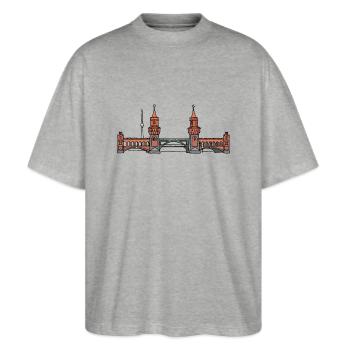Oberbaumbrücke BERLIN - Stanley/Stella Oversized Unisex Bio T-Shirt Blaster 2.0 - Grau meliert - Vorne - Alina (178cm) & Michal (187cm)