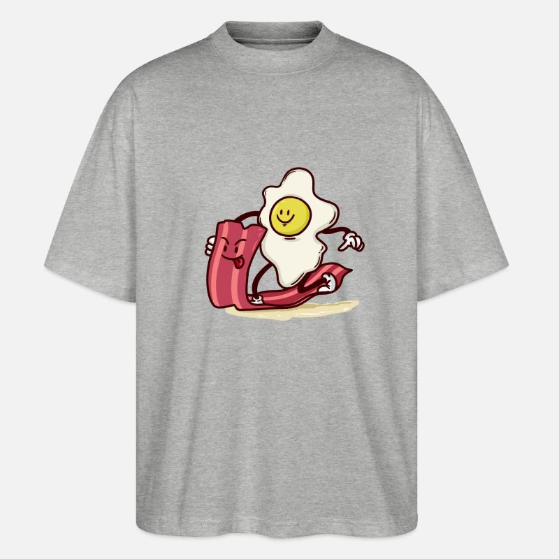 Ei reitet Bacon-Scheibe - Stanley/Stella Oversized Unisex Bio T-Shirt Blaster 2.0 - Grau meliert