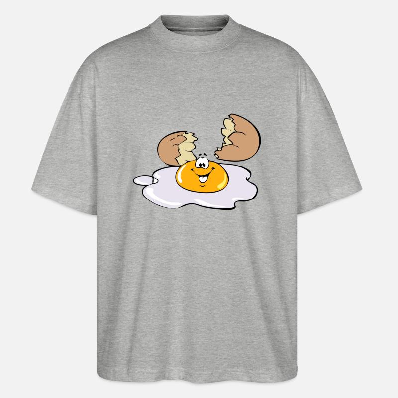 Funny fried egg - Stanley/Stella Oversized Unisex Organic T-shirt Blaster 2.0 - heather grey