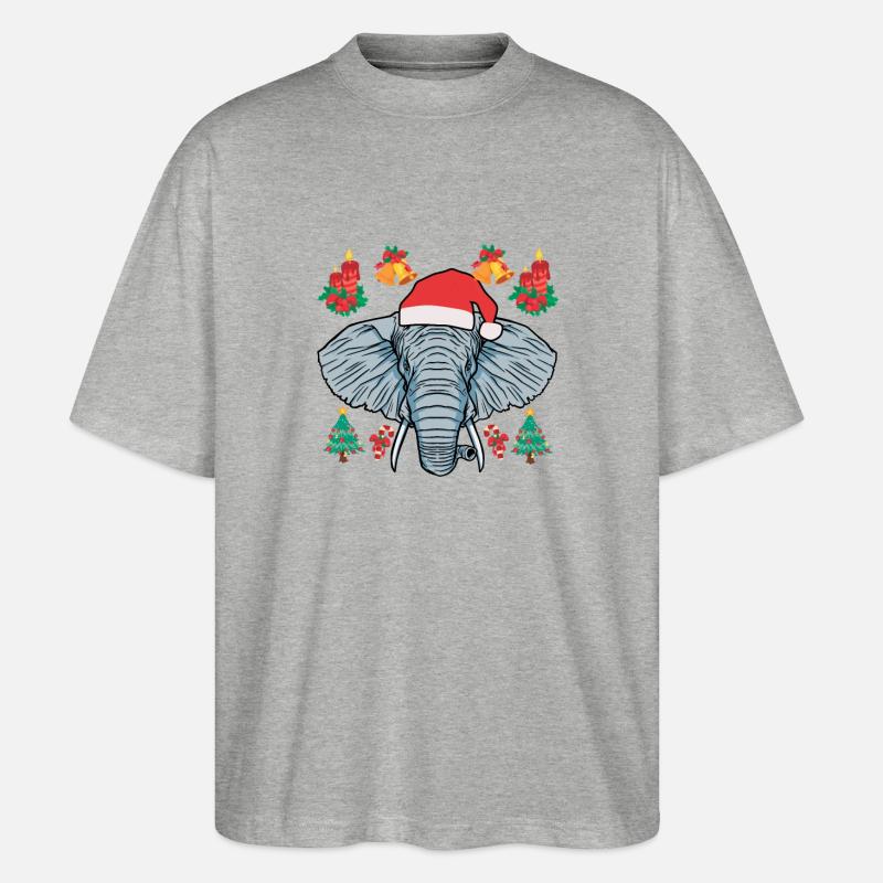 Drôle d’éléphant de Noël - T-shirt bio Blaster 2.0 coupe oversize Stanley/Stella Unisexe - gris chiné