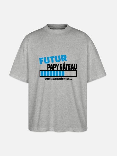 futur papy gâteau - T-shirt bio Blaster 2.0 coupe oversize Stanley/Stella Unisexe - gris chiné