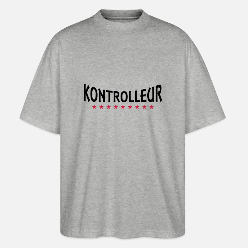 Kontrolleur + Dein Text - Stanley/Stella Oversized Unisex Bio T-Shirt Blaster 2.0 - Grau meliert