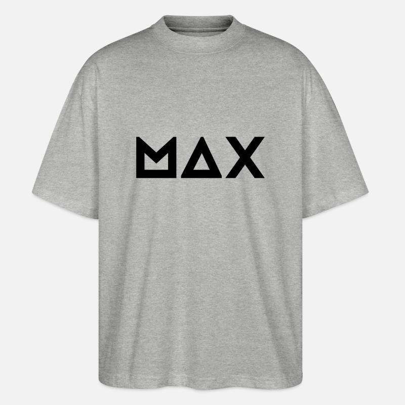 Vorname Max - Stanley/Stella Oversized Unisex Bio T-Shirt Blaster 2.0 - Grau meliert