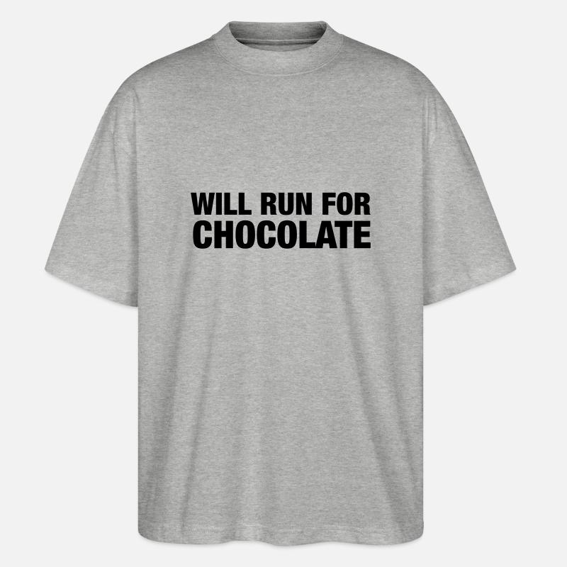 Will Run For Chocolate - Stanley/Stella Oversized Unisex Bio T-Shirt Blaster 2.0 - Grau meliert