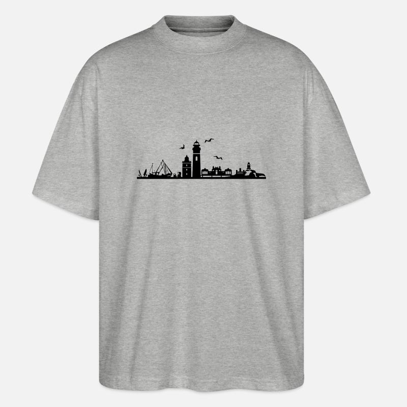 Skyline - Insel Rügen - Stanley/Stella Oversized Unisex Bio T-Shirt Blaster 2.0 - Grau meliert