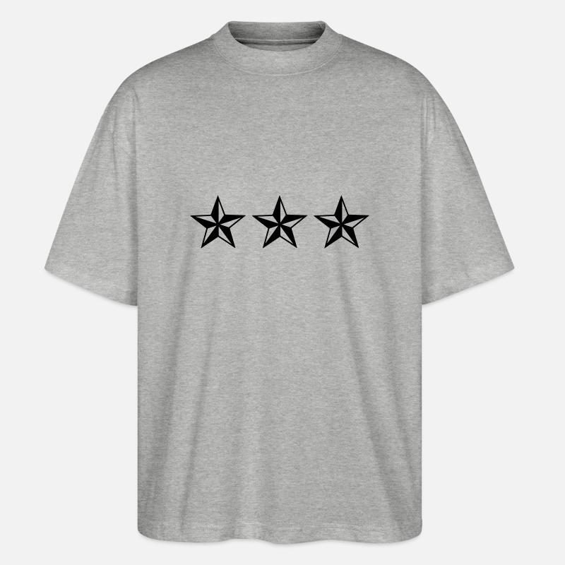 3 Sterne - Stanley/Stella Oversized Unisex Bio T-Shirt Blaster 2.0 - Grau meliert