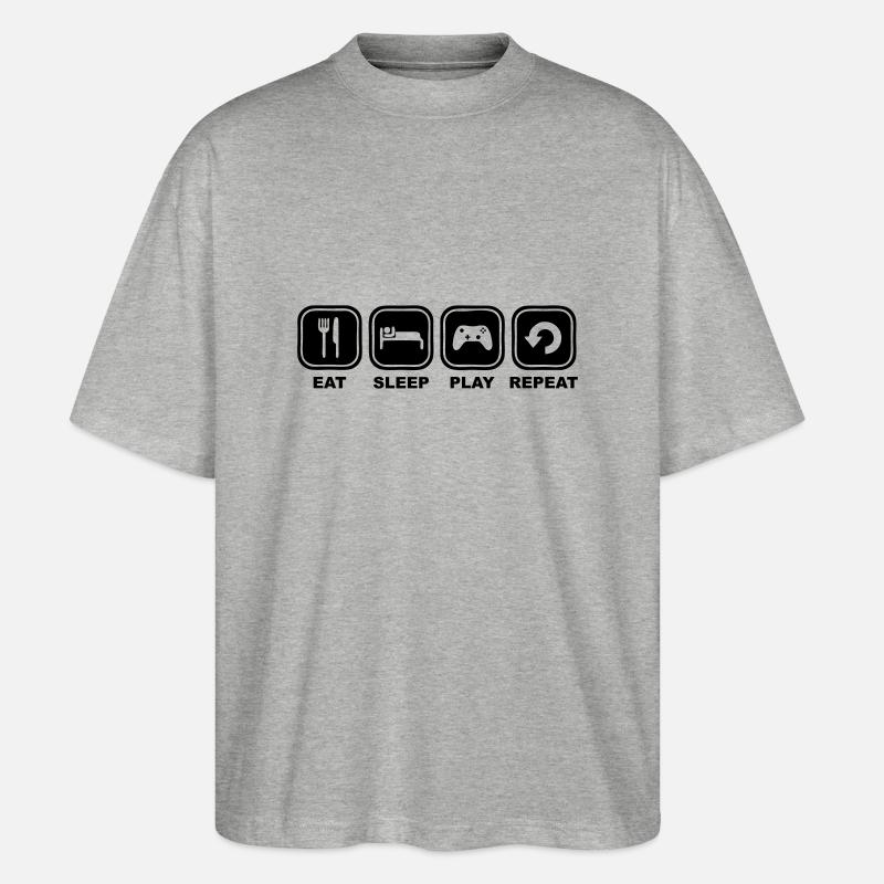 Eat, sleep, play, Repeat - Stanley/Stella Oversized Unisex Organic T-shirt Blaster 2.0 - heather grey