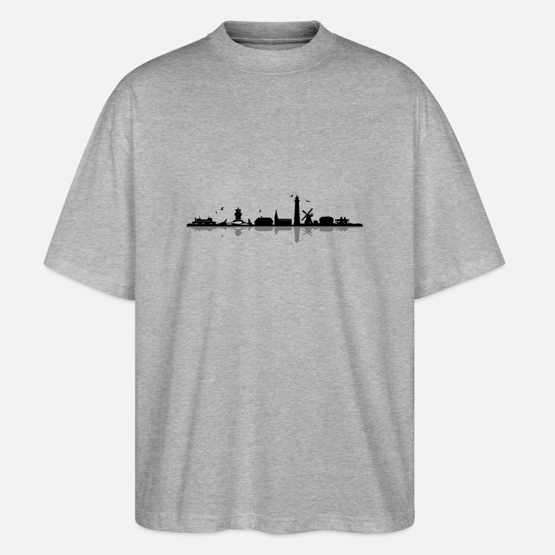 Skyline - Küste Amrum - Stanley/Stella Oversized Unisex Bio T-Shirt Blaster 2.0 - Grau meliert