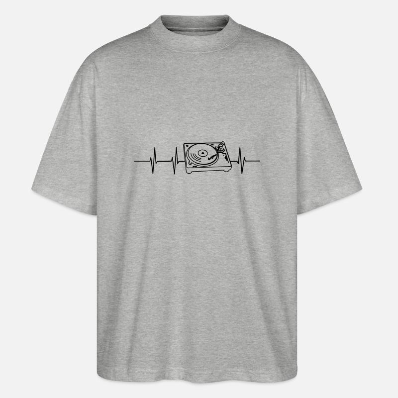 Plattenspieler Herzfrequenz - Stanley/Stella Oversized Unisex Bio T-Shirt Blaster 2.0 - Grau meliert