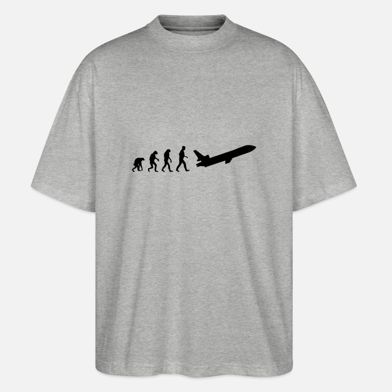 flugzeug evolution - Stanley/Stella Oversized Unisex Bio T-Shirt Blaster 2.0 - Grau meliert