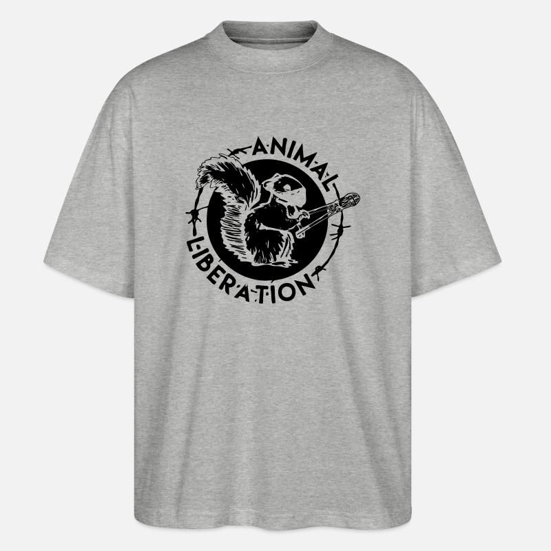 Animal Liberation Eichhörnchen - Stanley/Stella Oversized Unisex Bio T-Shirt Blaster 2.0 - Grau meliert