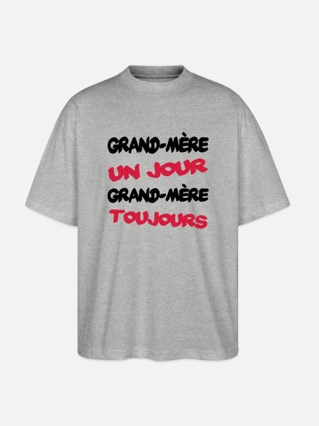 GRAND MERE un jour... - Stanley/Stella Oversized Unisex Organic T-shirt Blaster 2.0 - heather grey