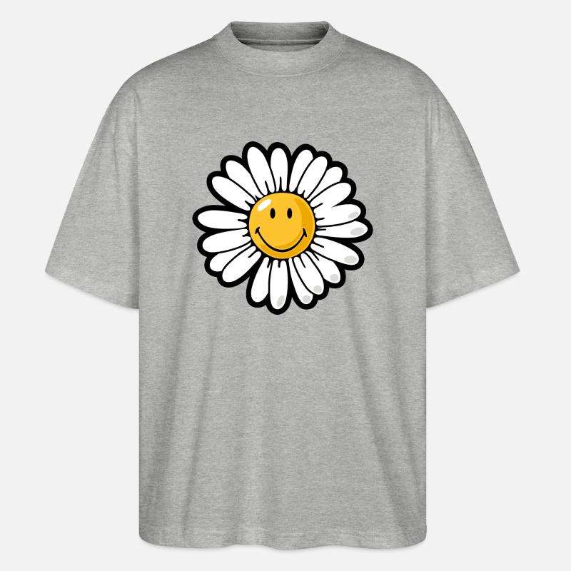 Smiley daisy - Stanley/Stella Oversized Unisex Bio T-Shirt Blaster 2.0 - Grau meliert