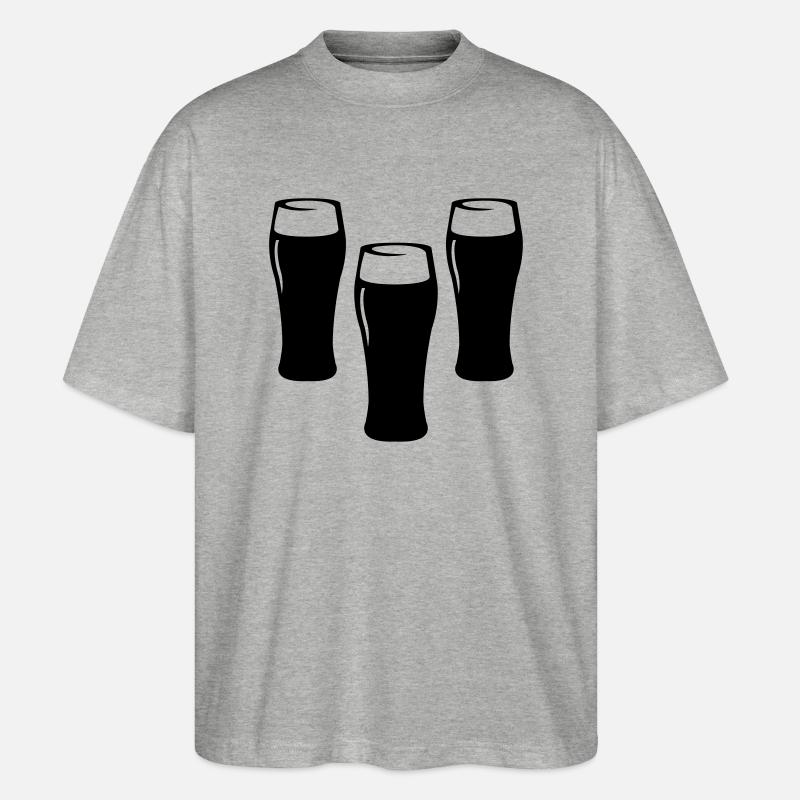 bier_glas_02 - Stanley/Stella Oversized Unisex Bio T-Shirt Blaster 2.0 - Grau meliert
