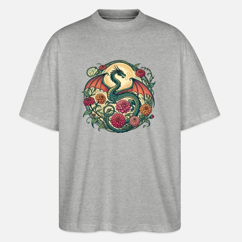 Drache - Stanley/Stella Oversized Unisex Bio T-Shirt Blaster 2.0 - Grau meliert