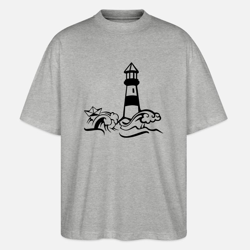 leuchtturm papierschiff - Stanley/Stella Oversized Unisex Bio T-Shirt Blaster 2.0 - Grau meliert