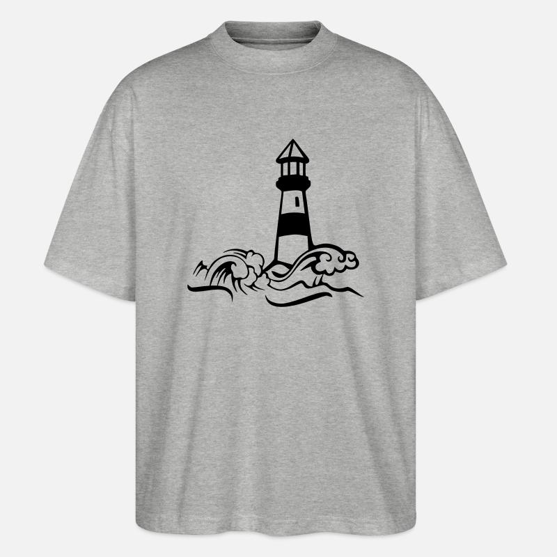 leuchtturm sturm welle - Stanley/Stella Oversized Unisex Bio T-Shirt Blaster 2.0 - Grau meliert