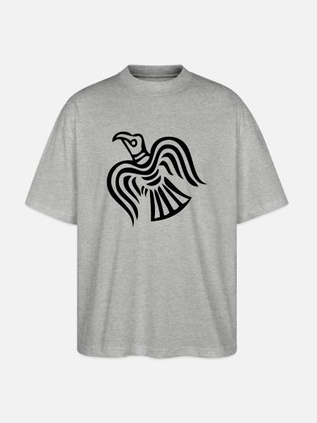 Wikinger Rabe Hugin - Stanley/Stella Oversized Unisex Bio T-Shirt Blaster 2.0 - Grau meliert