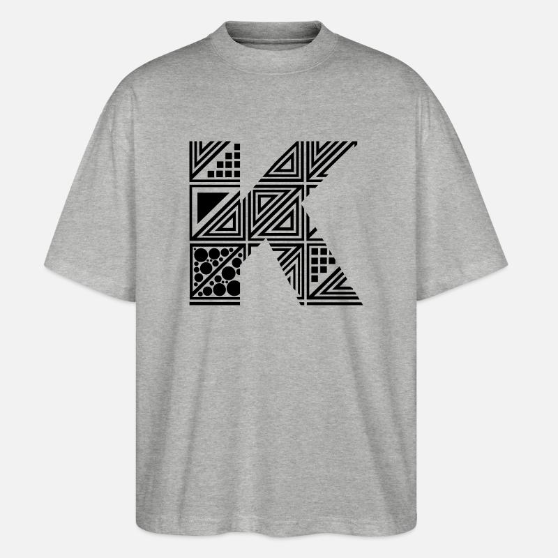 Buchstabe K - Stanley/Stella Oversized Unisex Bio T-Shirt Blaster 2.0 - Grau meliert