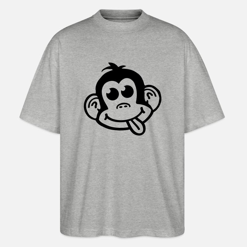 affe_crazy_smiley_a1 - T-shirt bio Blaster 2.0 coupe oversize Stanley/Stella Unisexe - gris chiné