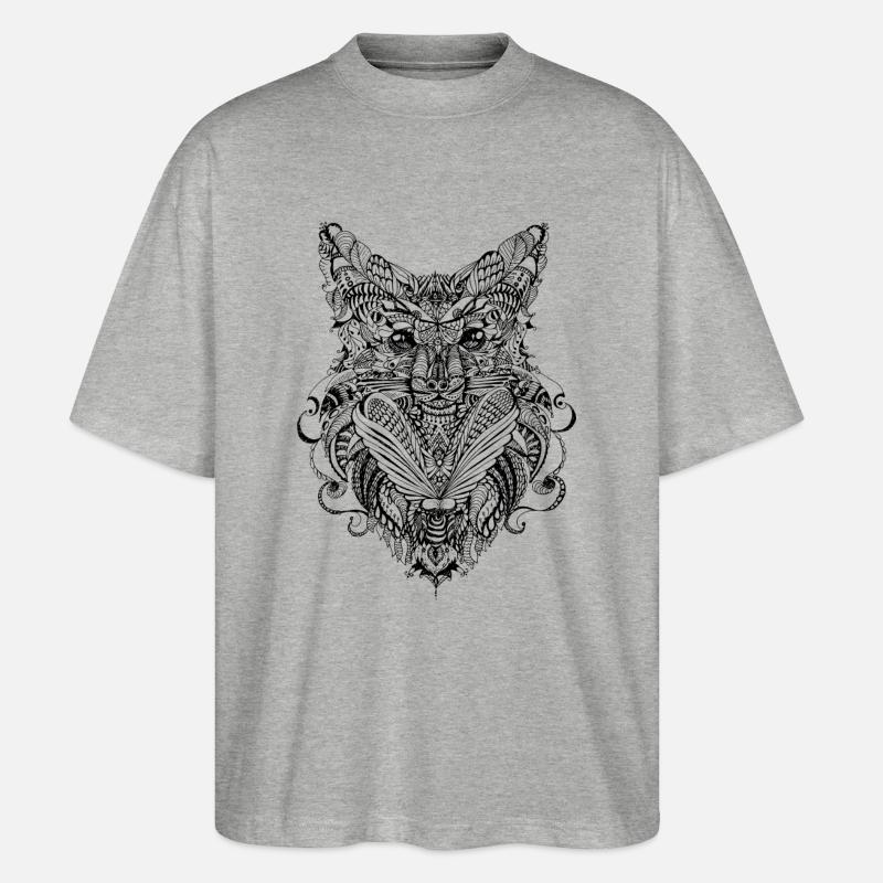 Fuchs doodle - Stanley/Stella Oversized Unisex Bio T-Shirt Blaster 2.0 - Grau meliert
