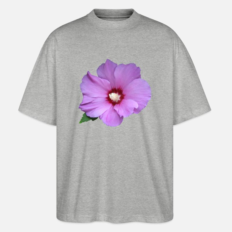 Rose rosa Blume Roseneibisch - Stanley/Stella Oversized Unisex Bio T-Shirt Blaster 2.0 - Grau meliert