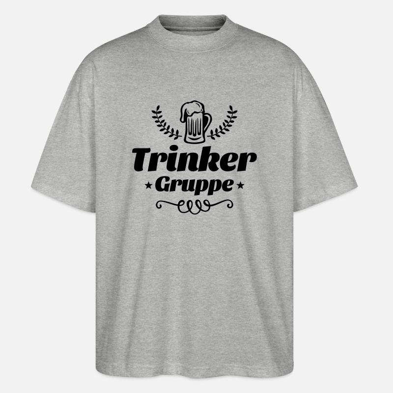 trinker gruppe bier - Stanley/Stella Oversized Unisex Bio T-Shirt Blaster 2.0 - Grau meliert