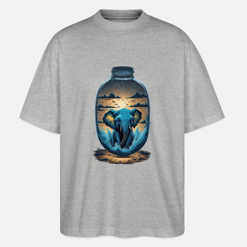 Elefant Flasche - Stanley/Stella Oversized Unisex Bio T-Shirt Blaster 2.0 - Grau meliert