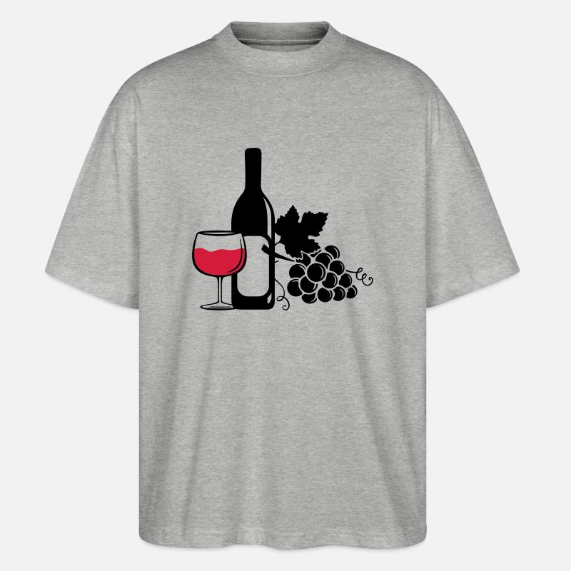 wine bottle grapes - Stanley/Stella Oversized Unisex Bio T-Shirt Blaster 2.0 - Grau meliert