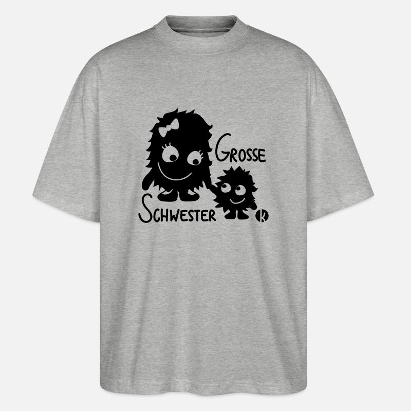 Große Schwester - Stanley/Stella Oversized Unisex Bio T-Shirt Blaster 2.0 - Grau meliert