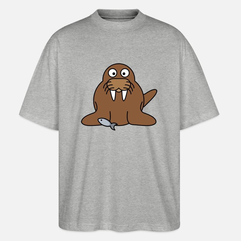 Walross - Stanley/Stella Oversized Unisex Bio T-Shirt Blaster 2.0 - Grau meliert