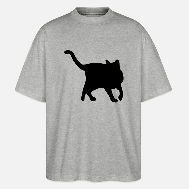 Running Cat - Stanley/Stella Oversized Unisex Organic T-shirt Blaster 2.0 - heather grey