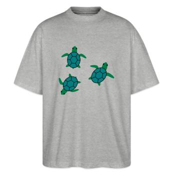 Schildkröte - Stanley/Stella Oversized Unisex Bio T-Shirt Blaster 2.0 - Grau meliert - Vorne - Alina (178cm) & Michal (187cm)