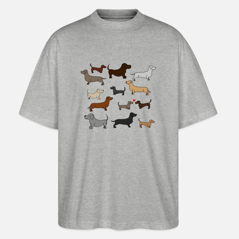 super süße Dackel , Geschenkidee - Stanley/Stella Oversized Unisex Bio T-Shirt Blaster 2.0 - Grau meliert