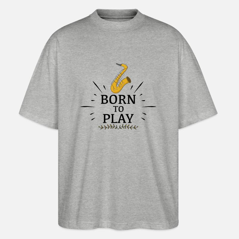 Saxophon - Stanley/Stella Oversized Unisex Bio T-Shirt Blaster 2.0 - Grau meliert