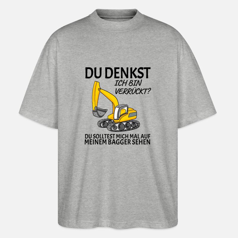 Baggerfahrer Bagger - Stanley/Stella Oversized Unisex Bio T-Shirt Blaster 2.0 - Grau meliert