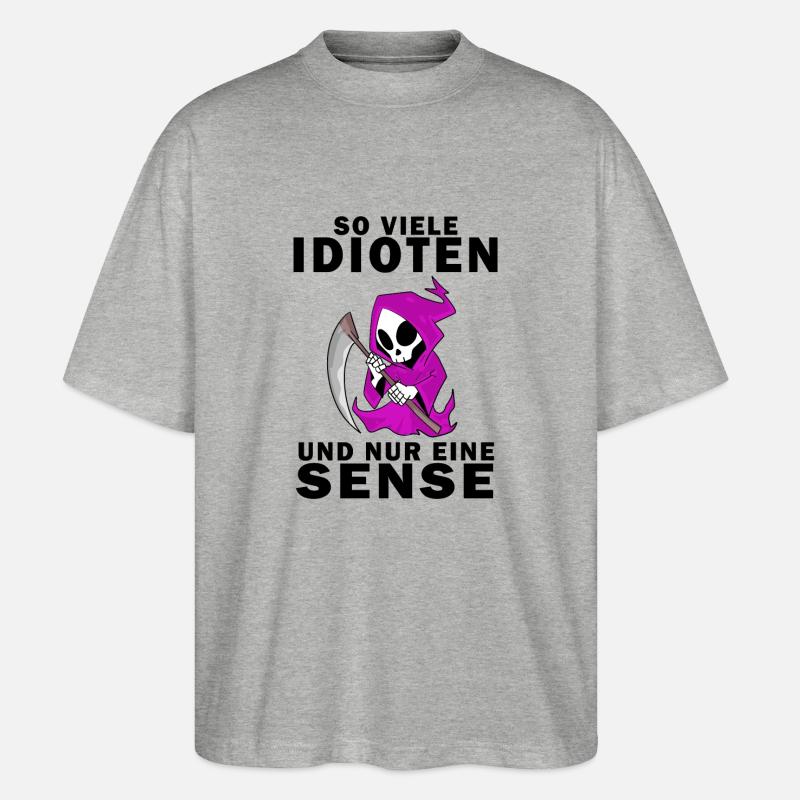 Sensenmann Damen Sarkastisch Provokation - Stanley/Stella Oversized Unisex Bio T-Shirt Blaster 2.0 - Grau meliert