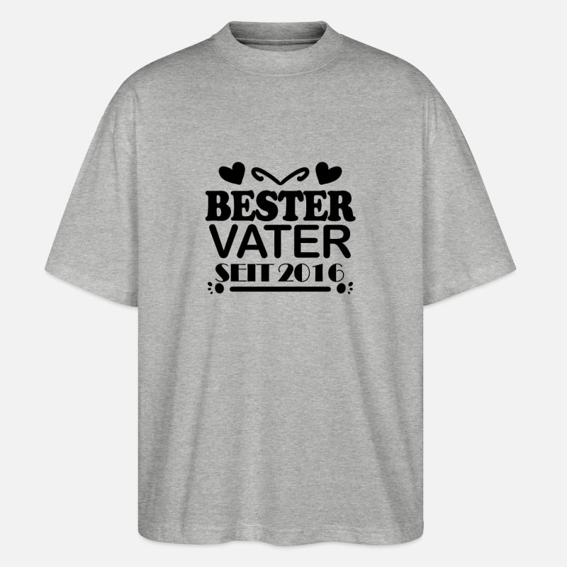 Bester Vater seit 2016 - Stanley/Stella Oversized Unisex Bio T-Shirt Blaster 2.0 - Grau meliert