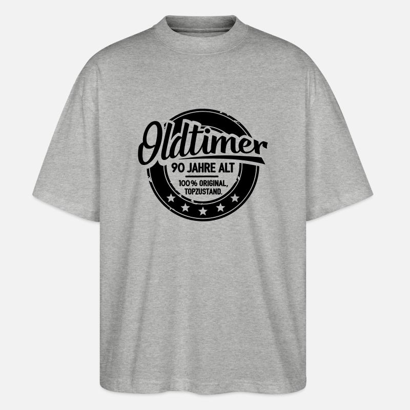 Oldtimer 90 Jahre alt - Stanley/Stella Oversized Unisex Bio T-Shirt Blaster 2.0 - Grau meliert